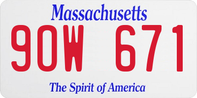 MA license plate 9OW671