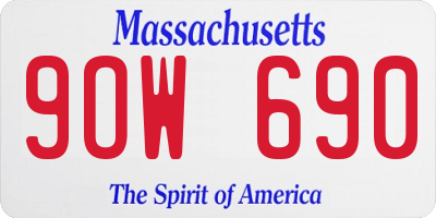 MA license plate 9OW690