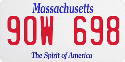 MA license plate 9OW698