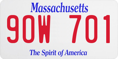 MA license plate 9OW701