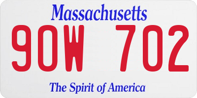 MA license plate 9OW702