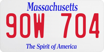 MA license plate 9OW704