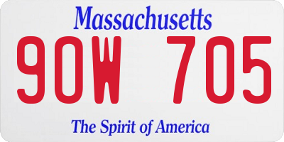 MA license plate 9OW705