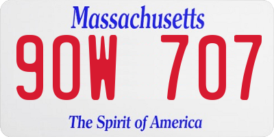 MA license plate 9OW707