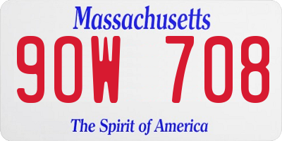 MA license plate 9OW708
