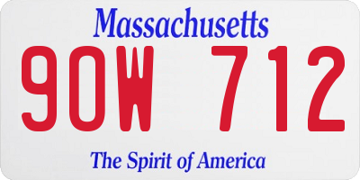 MA license plate 9OW712