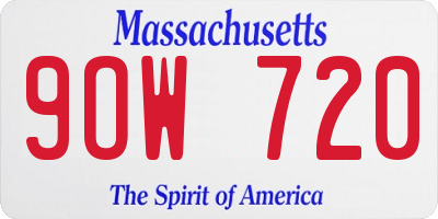 MA license plate 9OW720