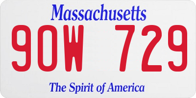MA license plate 9OW729