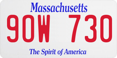 MA license plate 9OW730