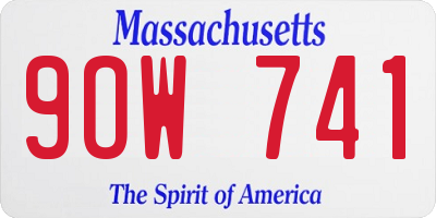MA license plate 9OW741