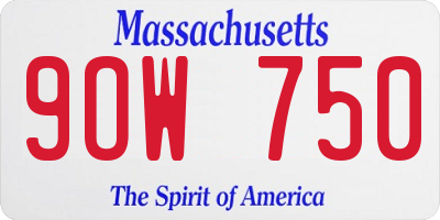 MA license plate 9OW750