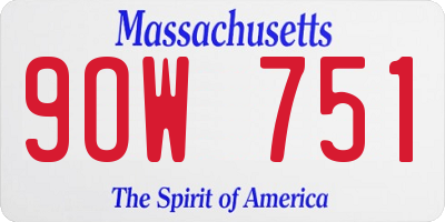 MA license plate 9OW751