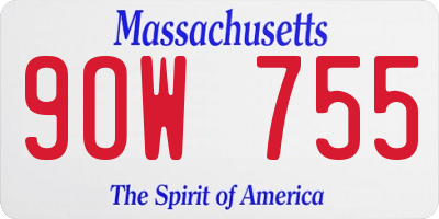 MA license plate 9OW755