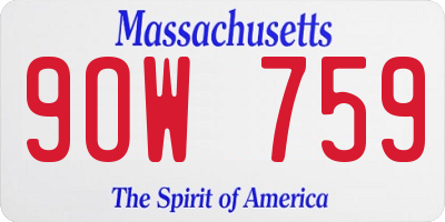 MA license plate 9OW759