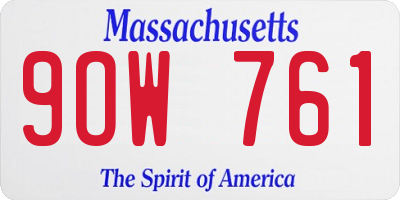 MA license plate 9OW761