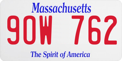MA license plate 9OW762