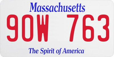 MA license plate 9OW763
