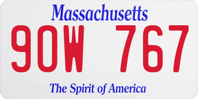 MA license plate 9OW767