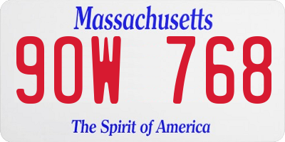 MA license plate 9OW768
