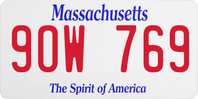 MA license plate 9OW769