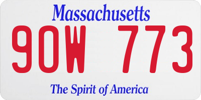MA license plate 9OW773