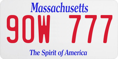 MA license plate 9OW777