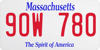 MA license plate 9OW780