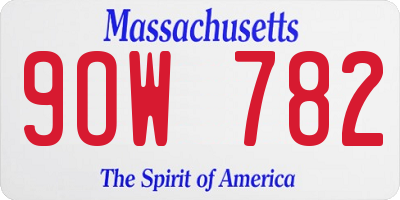 MA license plate 9OW782