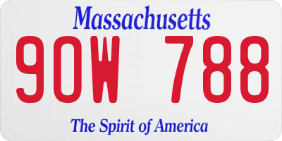 MA license plate 9OW788