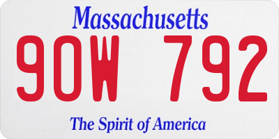 MA license plate 9OW792