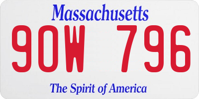 MA license plate 9OW796