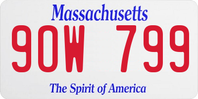 MA license plate 9OW799