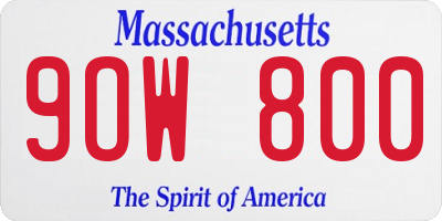 MA license plate 9OW800
