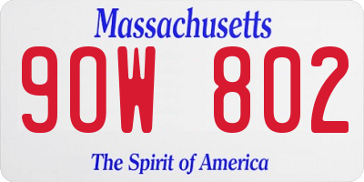 MA license plate 9OW802