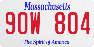 MA license plate 9OW804