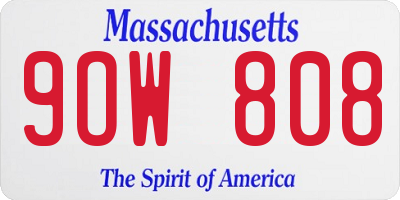 MA license plate 9OW808