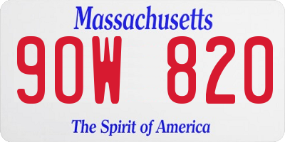 MA license plate 9OW820