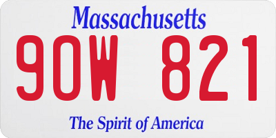 MA license plate 9OW821