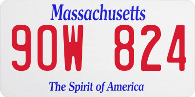 MA license plate 9OW824