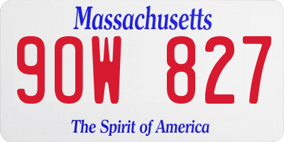 MA license plate 9OW827
