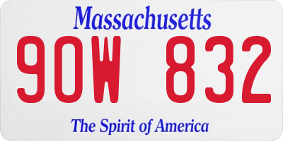 MA license plate 9OW832