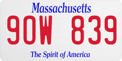 MA license plate 9OW839