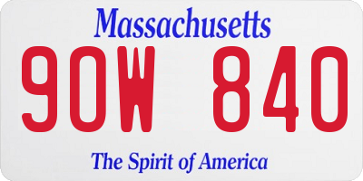 MA license plate 9OW840