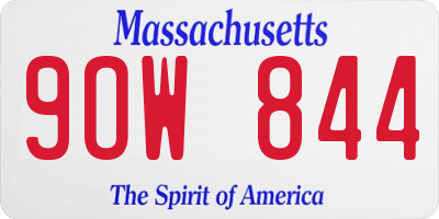 MA license plate 9OW844
