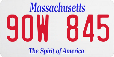MA license plate 9OW845