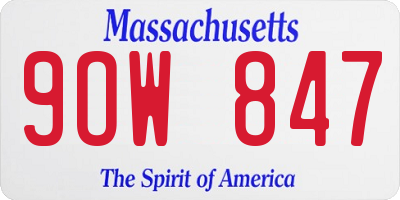 MA license plate 9OW847
