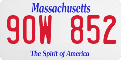 MA license plate 9OW852