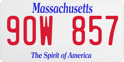 MA license plate 9OW857