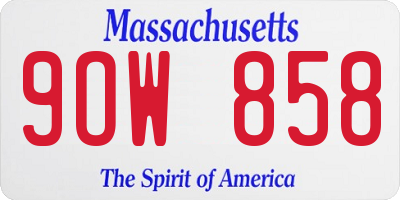 MA license plate 9OW858