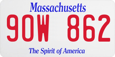 MA license plate 9OW862